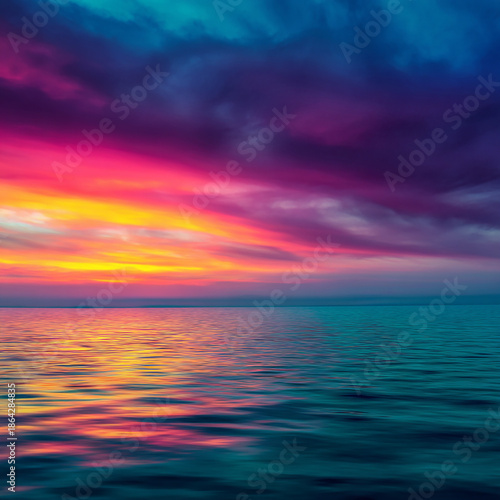 photo with sea landscape image, bright rich colors
