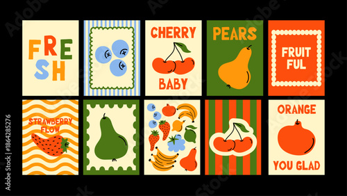 Fresh fruit poster in a clean minimalist style. Natural food theme with soft colors and modern typography.