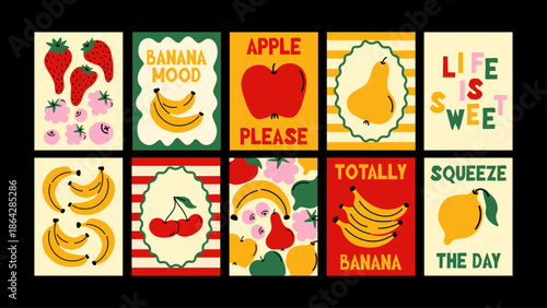 Tropical fruit poster with bold composition and sunny vibes. Colorful summer artwork for wall decor and prints.