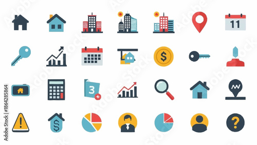 Collection of Modern Business and Data Analysis Icons.