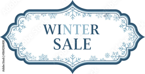Winter sale label for seasonal discount promotion