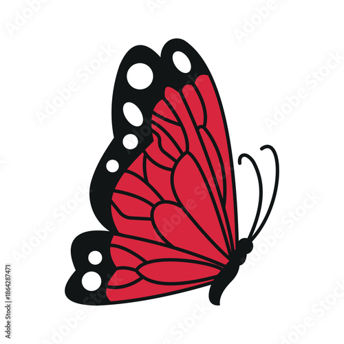 Butterfly icon in trendy flat design