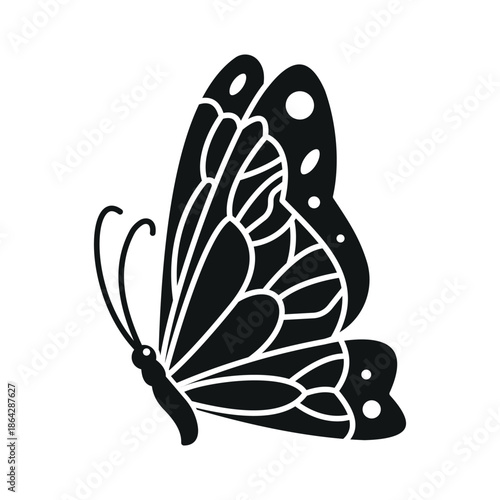 Butterfly icon in trendy flat design