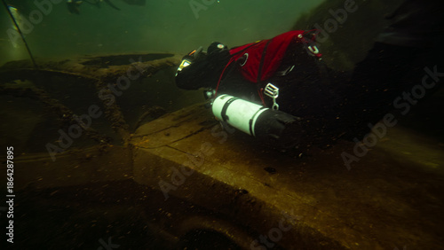 Scuba diving in the lake in UK