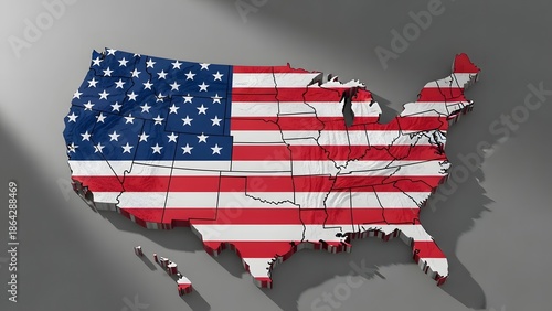 Celebrating Independence Day, USA Map, United States, Graphic Artwork, Patriotic Environment, Close-Up View, National Identity Concept