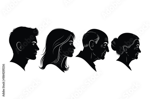 Human Life Cycle Profile Silhouettes of Men and Women