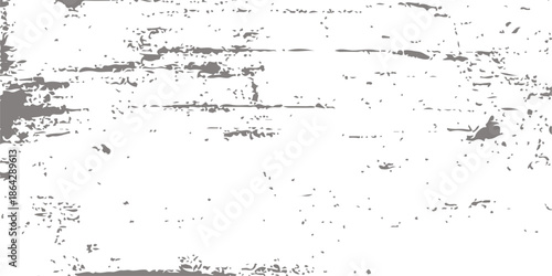 An abstract black and white grunge background features a dirty paper texture with paint splatters, an ink splash pattern, and an old weathered border design for a textured vector illustration