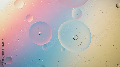 Abstract Oil Spheres on Pastel Gradient Background