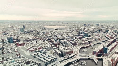 Aerial View Of Hamburg In Winter