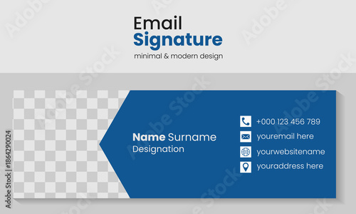 Email signature design minimal style email signature corporate business email signature author photo place modern and minimal layout. clean and simple email signature or email footer template.