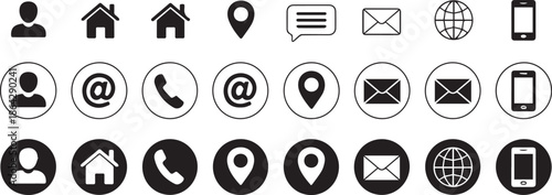 icon user profile navigation map location pin menu button glyph set