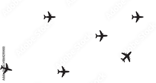 airplane flight path silhouettes dashed trails heart loop