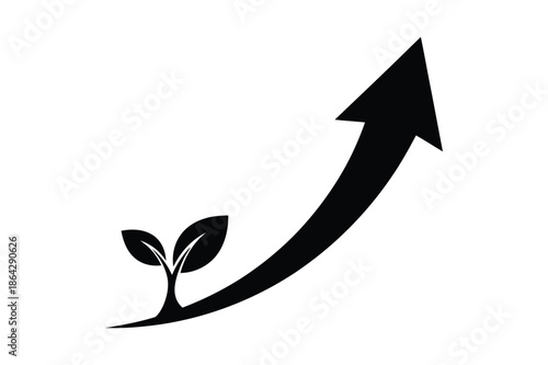 Plant Growth Concept with Upward Trending Arrow