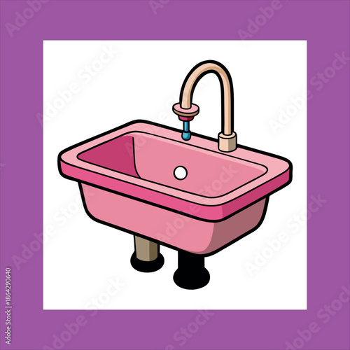 
Sink and faucet illustration water supply icon