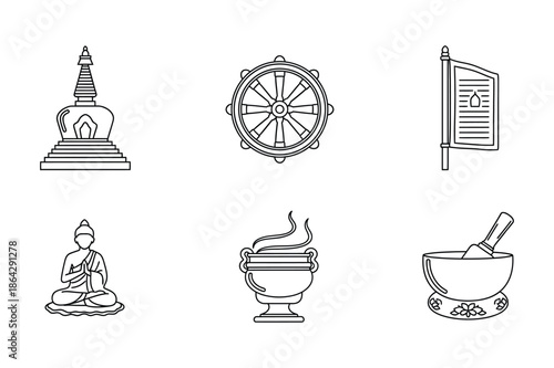 Buddhism Spirituality Zen Meditation and Peace Icons