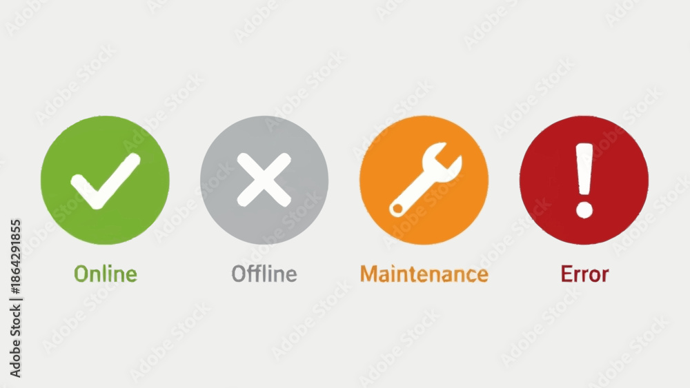 Fotografie Status indicators for online offline maintenance and error.