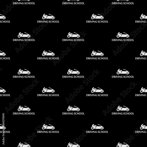 Driving school seamless pattern isolated on black background