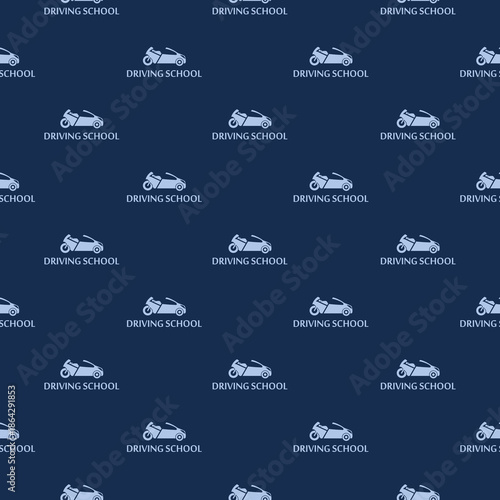 Driving school seamless pattern isolated on color 
 background