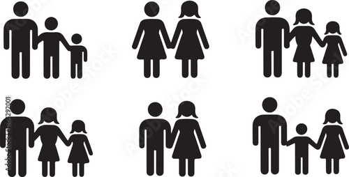 Family People Silhouette Icon Collection