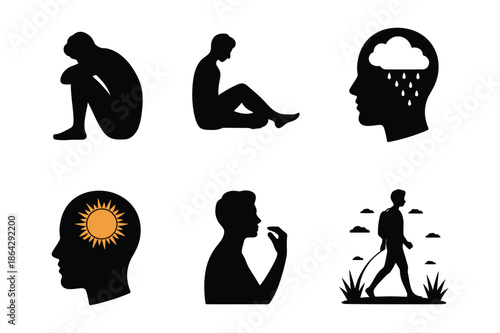 Mental Health Awareness and Psychological Wellness Icon Set
