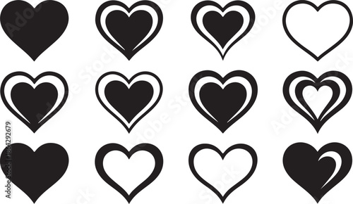 Decorative Black Heart Icon Collection