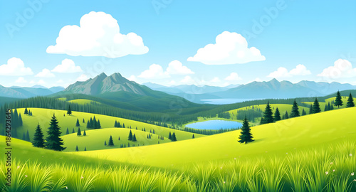 green meadow with blue sky, landscape grass field sky, peaceful nature background, fresh countryside scenery, open grassland view, sunny meadow landscape, rural field environment, green grass horizon,