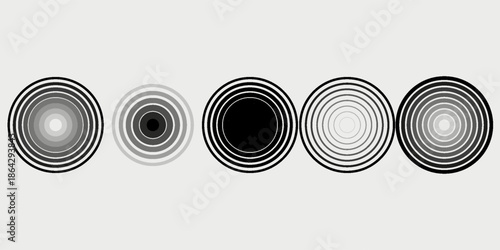 Black rings sound waves set. Circle element. Radar and radio signal. Vector sound abstraction wave. Circle ripples.