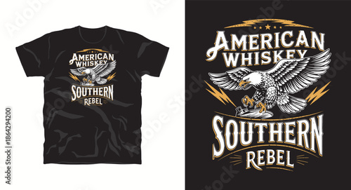 Southern rebel american whiskey vintage eagle badge with typography