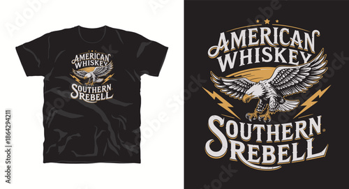 American whiskey southern rebel eagle emblem with lightning bolts