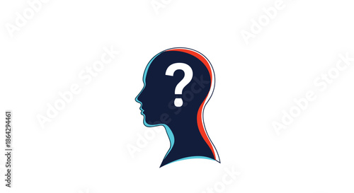 Human head silhouette with a question mark inside representing confusion mystery curiosity or a decision process.