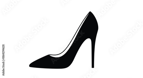 Classic high heel stiletto pump shoe silhouette in black and white for fashion retail branding, footwear design, and elegance icons.