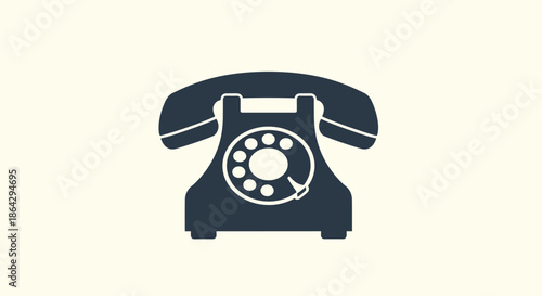 Classic vintage rotary dial telephone silhouette for retro technology themes, communication history, and old-fashioned office decor.
