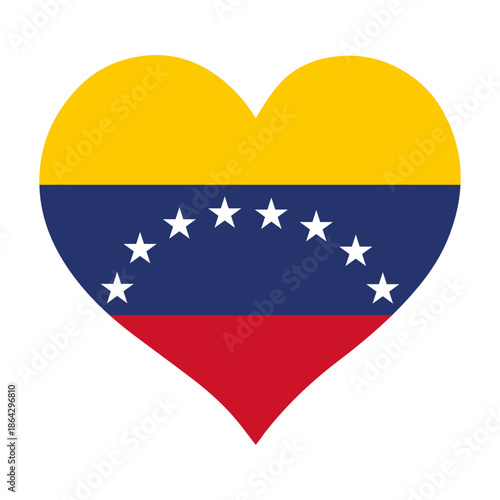 Venezuelan flag in heart shape, vector illustration on isolated background.