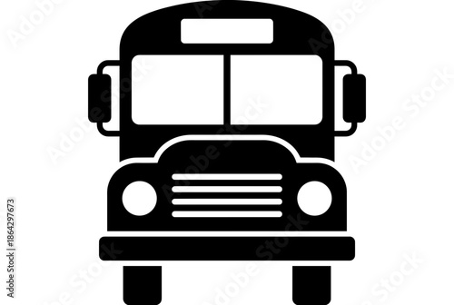 School bus front view isolated on white background, Vector, illustration