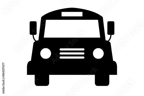 Front view of a taxi isolated on white background, Vector, illustration