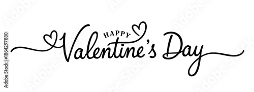 Happy Valentine's Day editable vector typography logo design with minimalist hearts on transparent background