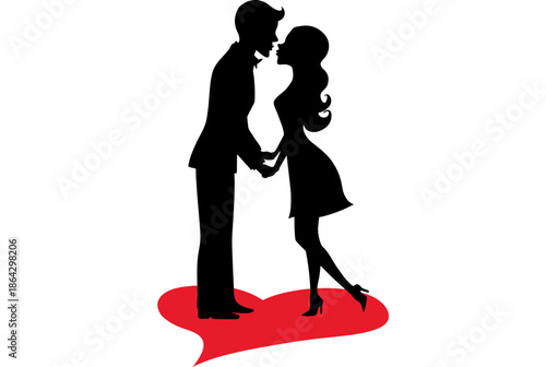Couple dancing on heart isolated on white background, Vector, illustration