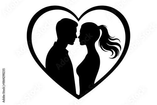 Couple in love silhouette isolated on white background, Vector, illustration
