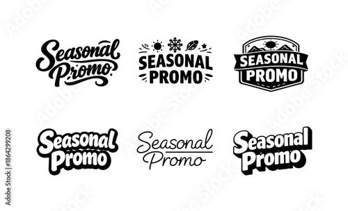 Seasonal Lettering Variations. Seasonal Promo. Set lettering. harmonious lettering variations of the same emblematic concept, each with different artistic