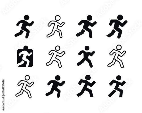 Running Icon Variations. person running. Icon set. Set Logo of p