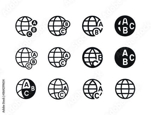 Language Learning Icons. Learning new languages and educational