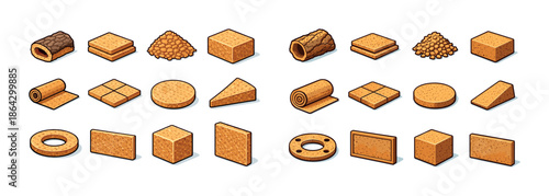 Diverse assortment of geometric shapes in various textures and forms