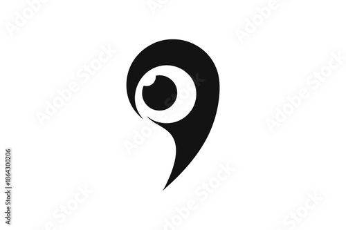 Abstract Eye & Comma Icon – Symbol of Observation, Communication, and Minimalist Identity