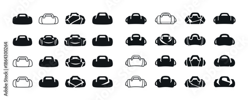 Variety of bag icons in black and white design styles