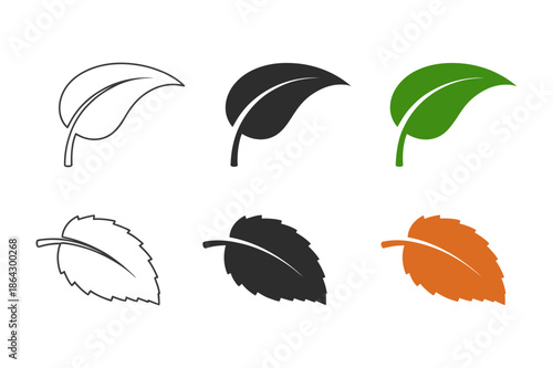  Seasonal Leaf Icon Set – Symbols of Nature, Change, and Environmental Diversity