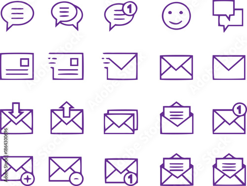 Messaging app icon set. Suitable for user interface design
