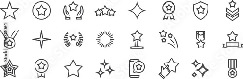 Premium Minimalist Star and Award Line Icon Set for Excellence and Recognition