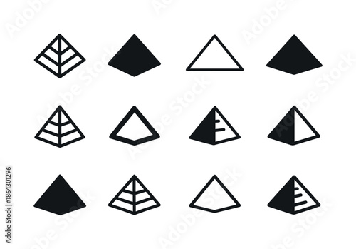 Pyramid Logo Variations. Object. Icon set. Set Logo of object: p