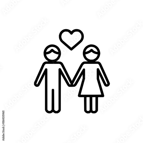 Sad Couple Holding Hands with Heart Above