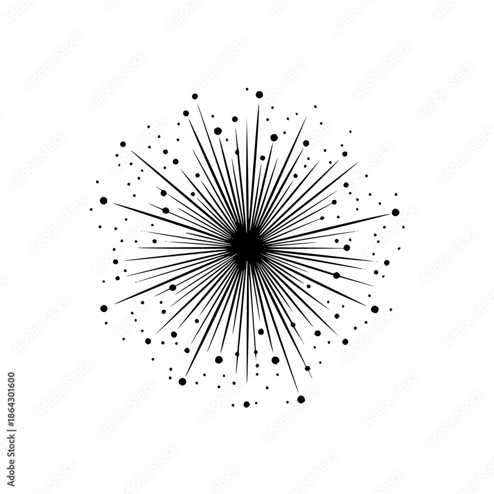 Obraz premium Black Radial Lines Exploding on White Background